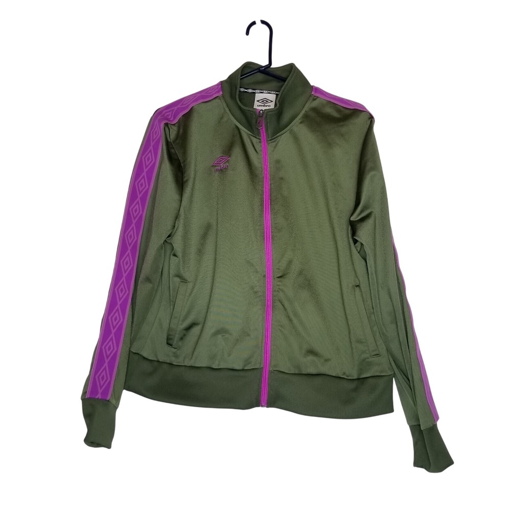 Umbro Track Jacket Full Zip Olive Green Purple Trim Athleisure‎ XL Track Soccer